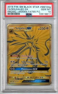 2019 Pokémon Hidden Fates Premium Collection Promo #SM104a Solgaleo GX PSA 10