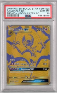 2019 Pokémon Hidden Fates Premium Collection Promo #SM103a Lunala GX PSA 10